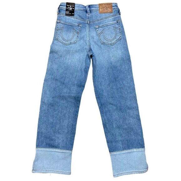 True Religion Starr Jeans Mid Rise Cropped Straight Button Fly‎ Light wash - Picture 2 of 12
